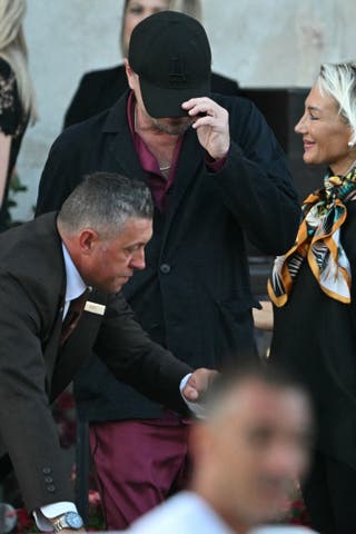 Leonardo DiCaprio exiting his hotel on Saturday